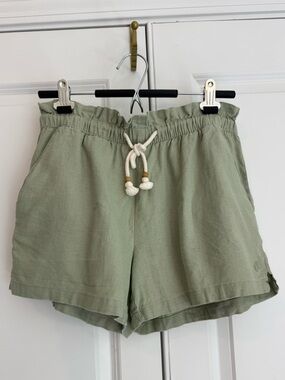 Hang Ten Light Sage Drawstring Linen-Blend Athletic Shorts